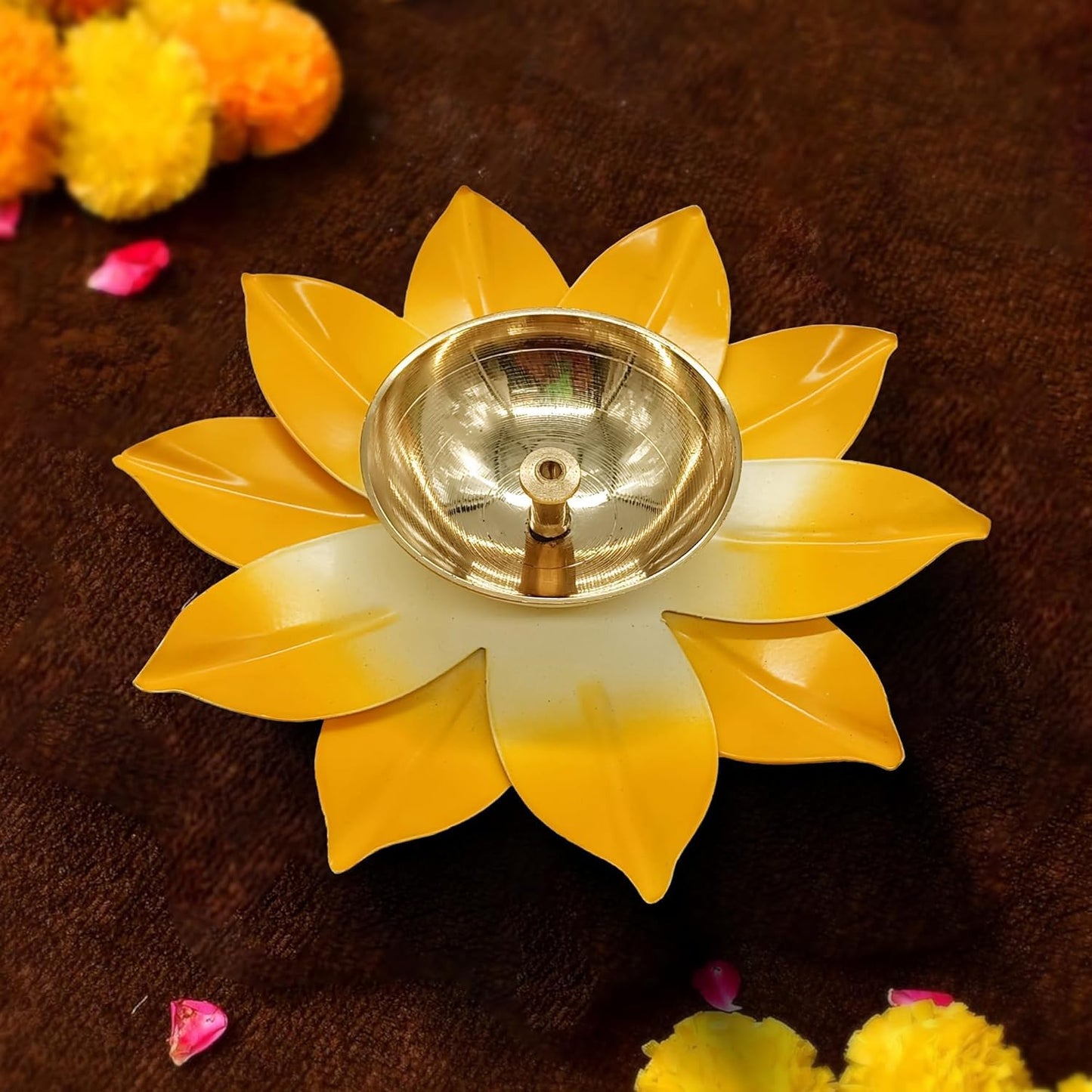 Metal Lotus Diya Tealight Holder for Home Decoration | 1 in a box