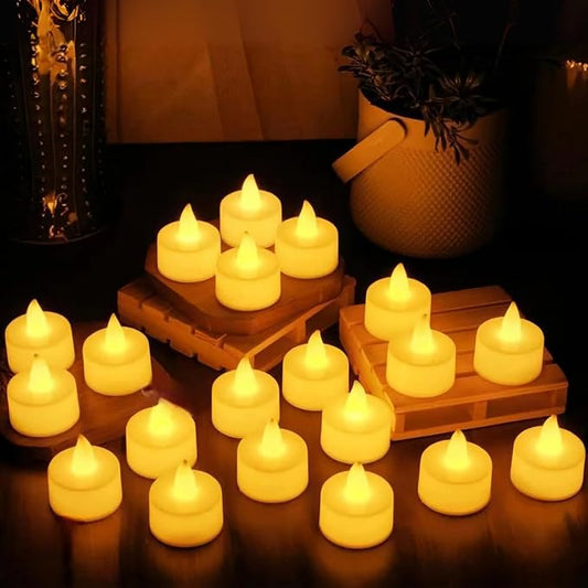 LED Tea Light Candles | Flameless & Smokeless | 12 Pcs