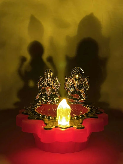 Lakshmi Ganesh Water Sensor LED Diya pack of 2